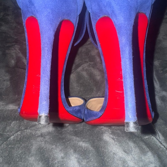 AUTHENTIC🔥Christian Louboutin Royal Blue Suede Harler ankle strap Heels - Picture 3 of 5